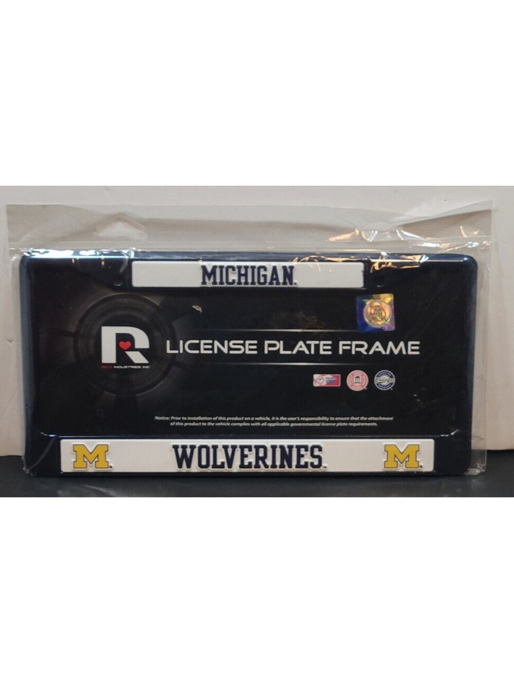 Michigan Wolverines License Plate Frame One Size Blue NCAA Football Rico